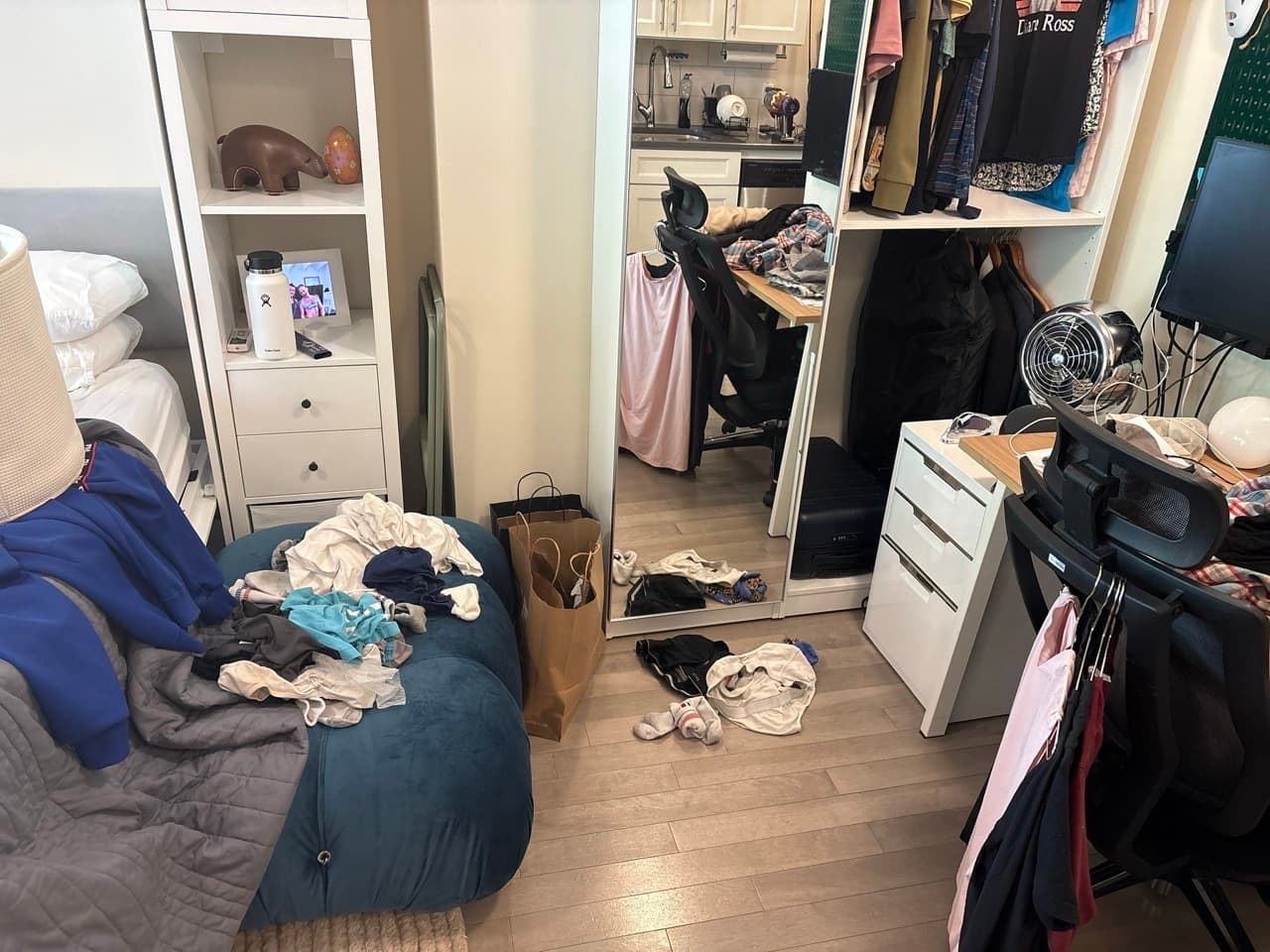 A messy room, before